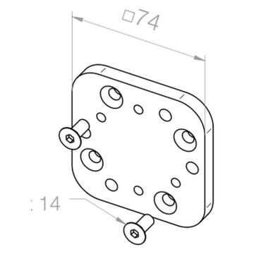Elero Aluminiowa płytka dystansowa z 2 śrubami M6x14