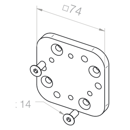 Elero Aluminiowa płytka dystansowa z 2 śrubami M6x14