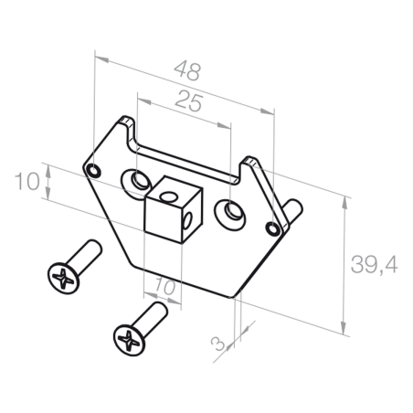 Elero Płytka 10x10 mm, czop 9,5 mm