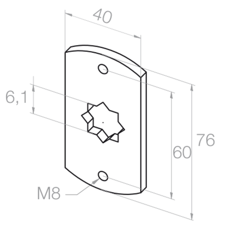 Elero Płaski uchwyt NHK 16x16 mm, rozstaw 60 mm