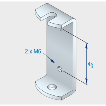 SIMU uchwyt T6 z otworami M6, rozstaw 48 mm