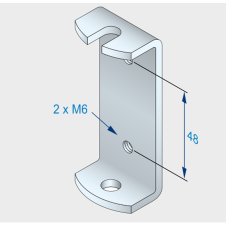 SIMU uchwyt T6 z otworami M6, rozstaw 48 mm